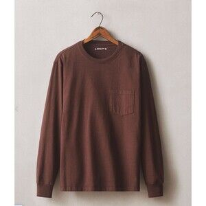 American Giant T-Shirt Mens M Brown Coffee Long Sleeve Pocket Tee USA Cotton NEW